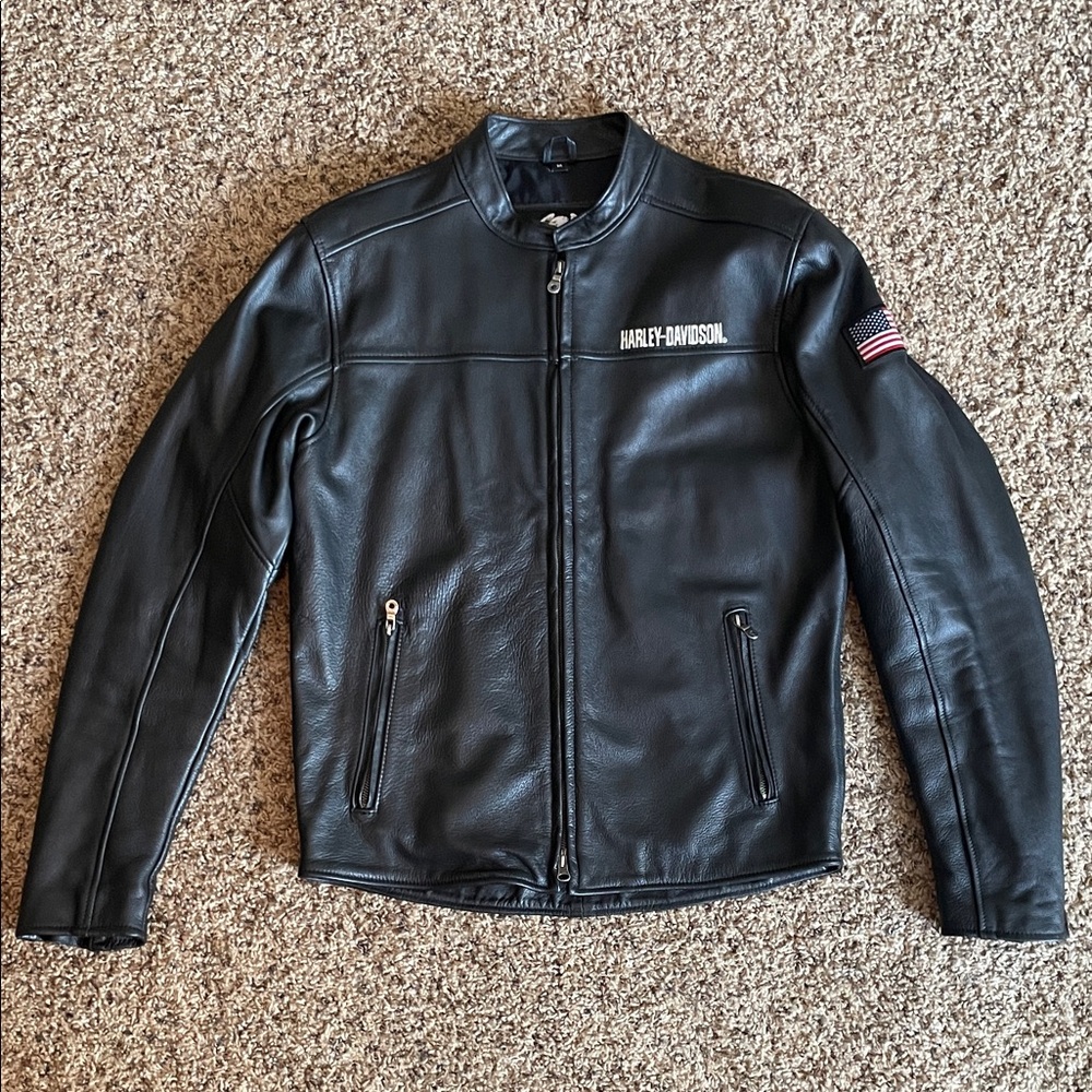 Harley-Davidson Black Leather Bomber Jacket